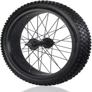 20인치/26인치 E-Bike 앞바퀴 4.0인치 뚱뚱한 타이어 스노우/비치 자전거 바퀴 브레이크 135mm 프론트 허브