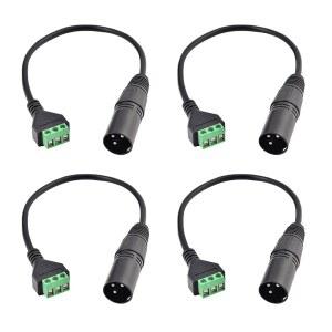 TEANSIC 4PCS XLR 남성 커넥터와 3핀 나사 단자 케이블 30CM 마이크 스피커용 3코어 어댑터 라이브 공연 및 녹음 사운드 장비