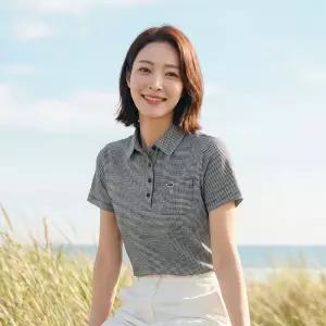 [PAT 여성] 마이크로 체크 폴로 티셔츠_FM45131