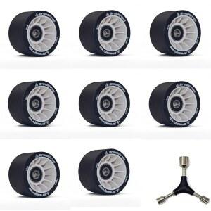 B 브레이크프리 59X38MM 8피스 90A 베어링 및 장착 도구 포함 롤러 스케이트 휠 내구성이 뛰어난 내마모성 우물 리바운드 실내 또는 실외 더블 로우 스케이팅용