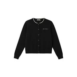 [MARNI]키즈 여성 로고 자수 라운드넥 가디건 블랙 M01740 M00X2 0M900