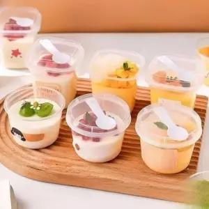 푸딩용기 요거트 디저트 요구르트 원형 홈베이킹 통통컵 1 원형 220ml 컵 숟가락 배달 열 벌
