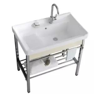 애벌빨래 싱크대 보조 스텐 씽크대 세탁실 싱크볼 개수대 60CM 싱글 볼