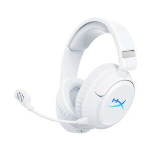 HyperX 클라우드 플라이트 2 u2013 무선 게이밍 헤드셋 탈착식 이어컵 플레이트로 사용자 지정 가능한 RGB 조명 최대 100시간 배터리 수명 2.4GHz 블루투스 멀티 플랫폼 호환성 - 흰색