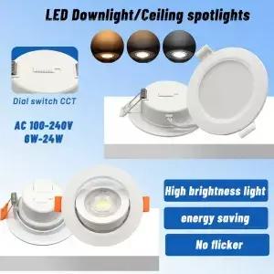 2pcs 최근 LED 스팟 통 다이얼 스위치 CCT 3 색 조정 천장 조명 AC 120V 220V 3000K 4000K 6500K 실내