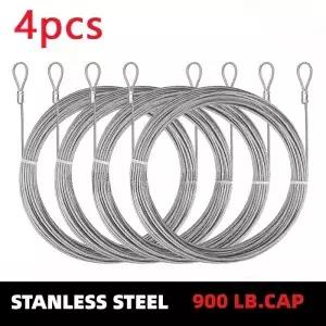 4PCS 2M 304 스테인레스 스틸 와이어 캐노피 로프 낚시 팅 케이블 빨랫줄 직경 2mm 그늘 요람 천막 녹슬지