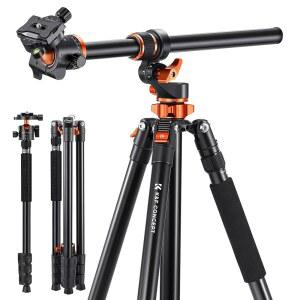 K&F 컨셉 90인치 /230cm 울트라 하이 카메라 삼각대 T254A7+BH-28L | 수평 오버헤드 촬영 메탈 볼 헤드 10KG 적재 용량 탈착식 모노포드 유연한 여행