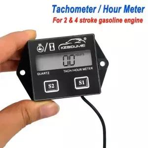 방수 디지털 엔진 Tach Hour Meter 타코미터 게 LCD 디스플레이 오토바이 모터 스트로크 자동차 보트