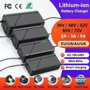 36V 48V 52V 60V 72V 충전기 2A 3A 5A 고속 충전 10S 13S 14S 16S 20S 42V 54.6V 58.8V 67.2V 84V 배터리