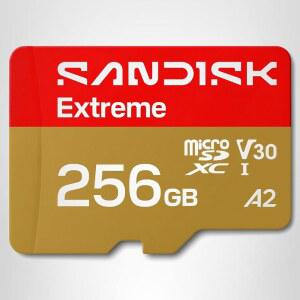 256GB 익스트림 마이크로SD UHS-I 카드 - 최대 245MB/s 읽기 속도 170MB/s 쓰기 속도 5.3K 비디오 4K UHD 비디오 액션캠 드론 안드로이드 기기용 고성능 - SDSQXH9-256G-GZ6MA