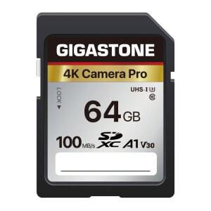 5년 데이터 복구 기가스톤 64GB SD 카드 4K 카메라 프로 UHS-I A1 V30 SDXC 메모리 카드 디지털 카메라와 호환되는 4K UHD 비디오 미니 케이스 1개 포함