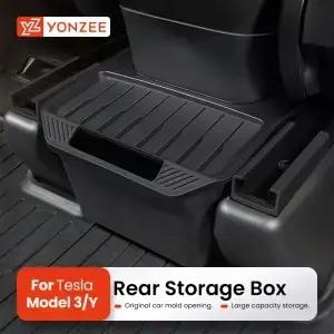 YZ For Tesla Model Y Juniper Under Seat 보관함 서랍 홀더 자동차 TPE Organizer 뒷좌석 쓰레기통