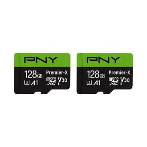 PNY P-SDU128X2V31100PX-GE 128GB 프리미어-X 클래스 10 U3 V30 microSDXC 플래시 메모리 카드 2팩 - 100MB /s 클래스 10 U3 V30 A1 4K UHD 풀 HD UHS-I 마이크로 SD