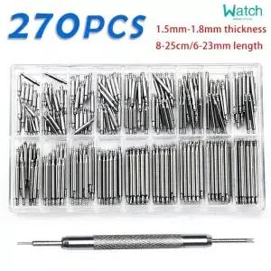 270 개/대 Strainless 스틸 스프링 바 Dia 1.5mm/1.8mm 길이 2m 시계 밴드 스트랩 벨트 수리 도구 핀