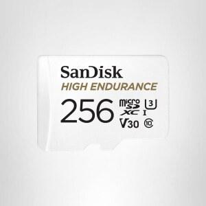 대시캠 홈 모니터링 시스템용 어댑터가 장착된 256GB 고내구성 비디오 microSDXC 카드 - C10 U3 V30 4K UHD Micro SD 카드 - SDSQQNR-256G-GN6IA