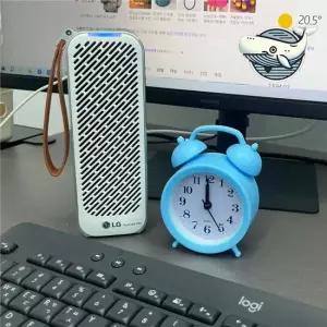 심플 우유빛 알람시계 블루 색상 탁상용 시계 미니시계 미니탁상시계 건전지탁상시계