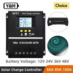 YH MPPT 60A 80A 100A 태양광 충전 컨트롤러(LCD 듀얼 USB 출력 12V 24V 36V 48V 납산 배터리 충전기 )