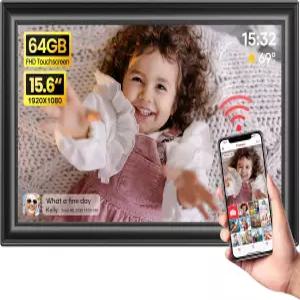 64GB 15.6인치 프레임 디지털 액자 WiFi 대형 전자 사진 1920 x 1080 IPS FHD 터치스크린 어디서나