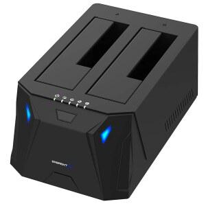 SABRENT USB 3.0에서 SATA I /II /III 듀얼 베이 외장 하드 드라이브 도킹 스테이션(2.5인치 또는 3.5인치 HDD 복제기 / 클로너 기능 포함 SSD) [20+TB 지원] (EC-HD2B)