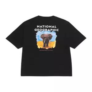 N262UTS962 라텔 리젠 동물 빅그래픽 세미오버핏 반팔 티셔츠 BLACK