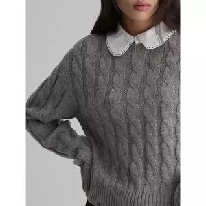 에잇세컨즈 브랜드관 우븐패치 케이블 풀오버 라이트 그레이 356Z51CM22 3390224
