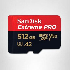 익스트림 PRO microSDXC UHS-I 메모리카드 512GB + 어댑터 & RescuePRO 디럭스(스마트폰 액션 카메라 또는 드론 A2 클래스 10 V30 U3 200MB/s 전송용)