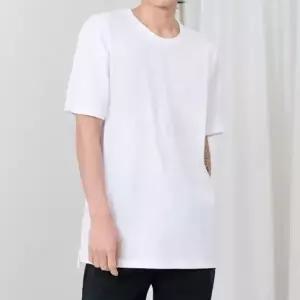남자 레이어드 화이트 반팔 이 티셔츠 1P 롱티 베이직