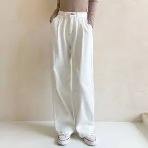 여성 데일리 화이트 바지 와이드 핀턱 팬츠 핀턱팬츠 흰바지 봄코디