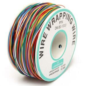 8색 30AWG 와이어 래핑 B-30-1000 UL1423 0.25mm 주석 도금 구리 솔리드 PVC 절연 케이블 점퍼