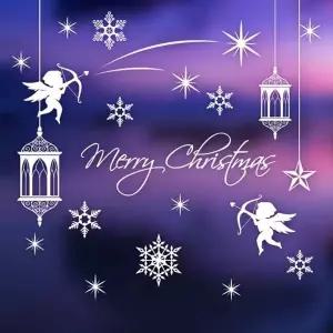 크리스마스 유리장식 스티커 천사 눈꽃 별 Merry Christmas 창문시트지