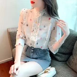 위아 코디피셜 상큼 7버튼 후루츠 프릴 여 귀여운