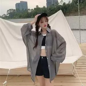 빅사이즈 블라우스 쉬폰 하늘하늘 시스루 남성체크