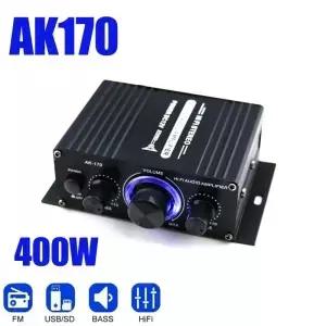 AK170 미니 디지털 전원 오디오 자동차 앰프 홈 시어터 클럽 파티 음악 200Wx2 블루 라이트 스테레오