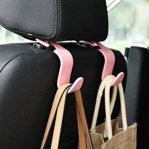 토이야손 카시트 헤드레스트 후크 범용 차량 시트 행거 내부 수납 정리함 핸드백 코트 우산 식료품 가방 4팩 핑크