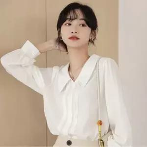 여성 청순 어깨 셔링 빅카라 미우 화이트 여자와이