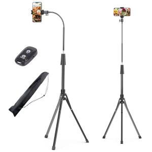 UBEESIZE 92인치 휴대폰 삼각대 스탠드, 16.5인치 프로 가능한 삼각대, 볼 /16 /14 360 /플러스 홀더가 /15 있는 오버헤드 구즈넥 리모컨, 휴대폰용 / /13, 맥스 조절 /프로 안드로이드 헤드 17