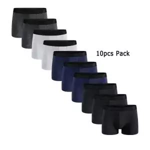 10Pcs 팩 남자 팬티 솔리드 컬러 속옷 남성 브랜드 복서와 옴므 럭셔리 세트 반바지 박스 슬립 키트