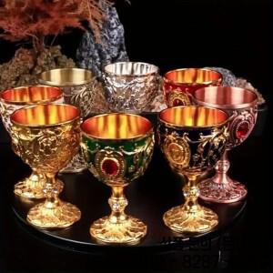 빈티지 성배 중세 잔 손으로 새겨진 금속 와인 유리 스타일 홈 바 Drinkware 식당 및