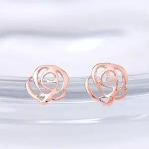 14K 이우 GOLD 웨이브 로즈 장미 일자침 데 예쁜 큐빅