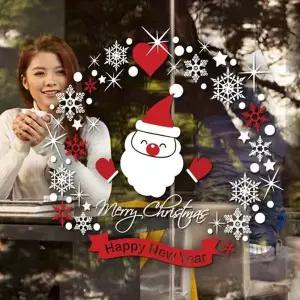 산타 유리장식스티커 유리용시트지 눈꽃스티커 창문시트지 유리창