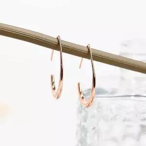 (실버) 심플 리프 링 귀걸이