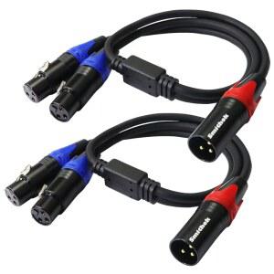 SMITHOK 2PACK XLR Y 스플리터 1 케이블(11.8인치 0.3M) 여성 남성, / 케이블, 코드 오디오 남성 TO L&R COMBINER 밸런스 마이크 MIC 대 STERO 3 2 트랙용