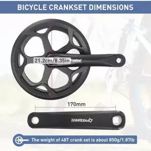 레저 자전거 ZUKKA Prowheel 크랭크 셋 48T/52T - 170mm 범용 스퀘어 세트 더블 체인 커버 170MM 알루미늄
