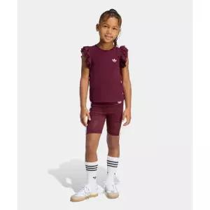 ADIDAS KIDS 레이스 사이클링 쇼츠 티 세트 키즈 - 버건디 / KC6796