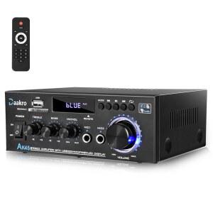 Daakro AK45 스테레오 오디오 앰프 300W 홈 2채널 무선 블루투스 5.0 파워 시스템 FM 라디오 USB SD 카드 리모컨 시어터 포함
