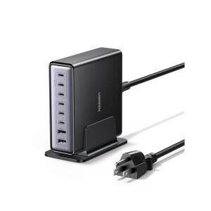 UGREEN 넥소드 200W GaN USB C 충전소 맥북 프로 16인치 /에어 델 XPS 17 /16 /15 갤럭시 S25 /S24 픽셀 10 /9용 PD 100W 8포트 데스크톱 충전기