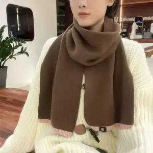 스카프 여성 솔리드 스몰 라벨 머플러 쁘띠 목도리