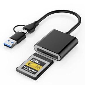 CFEXPRESS 타입 B 카드 리더기, USB 10GBPS, /안드로이드와 태블릿, 스마트폰용 /리눅스 16 어댑터, /15, (GEN 3.2 2-IN-1 호환, 윈도우 /맥 USB-C&USB-A 2) 노트북,