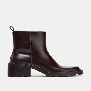 ZARA 퍼 안감 힐 앵클부츠 - 브라운 2100/710/700