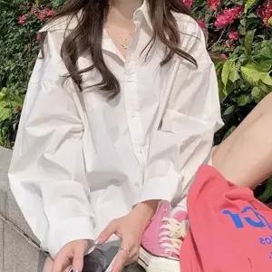 여성 미우 화이트 셔츠 루즈핏 오버사이즈 출근룩